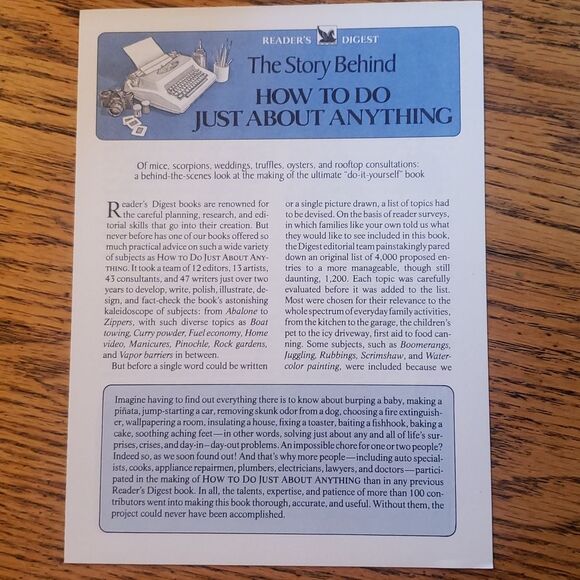 How to Do Just About Anything by Reader’s Digest  Hardcover DIY Guide  ISBN 0895 - Picture 3 of 5